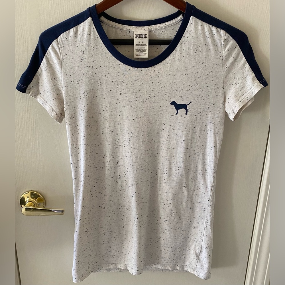 Womens Victorias Secrect PINK Short Sleeve T-shirt M Medium Blue